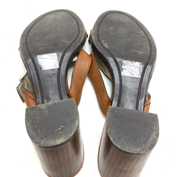 Nine West TEWELS Brown Heels Sandals Leather sz 11 - Picture 13 of 16
